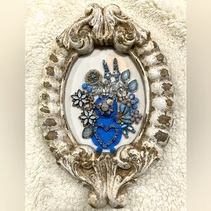 ORIGINAL JEWELRY ART COLLAGE IN VINTAGE FRAME OOAK GIFT 💝 IDEA. UNIQUE HANDMADE